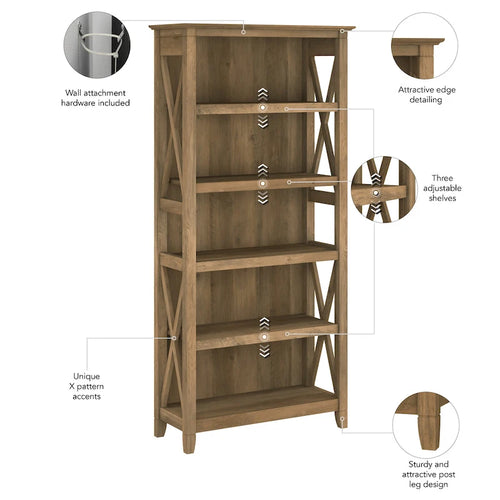 Set di 2 librerie a 5 ripiani – Stile rustico, diversi colori disponibili