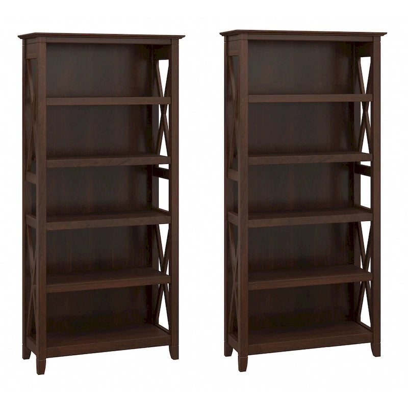 Set di 2 librerie a 5 ripiani – Stile rustico, diversi colori disponibili