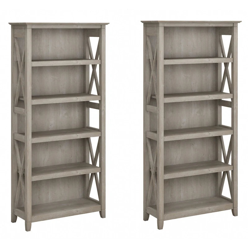 Set di 2 librerie a 5 ripiani – Stile rustico, diversi colori disponibili
