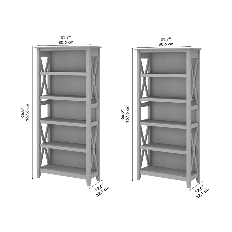 Set di 2 librerie a 5 ripiani – Stile rustico, diversi colori disponibili