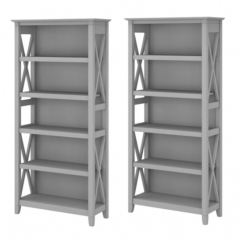 Set di 2 librerie a 5 ripiani – Stile rustico, diversi colori disponibili