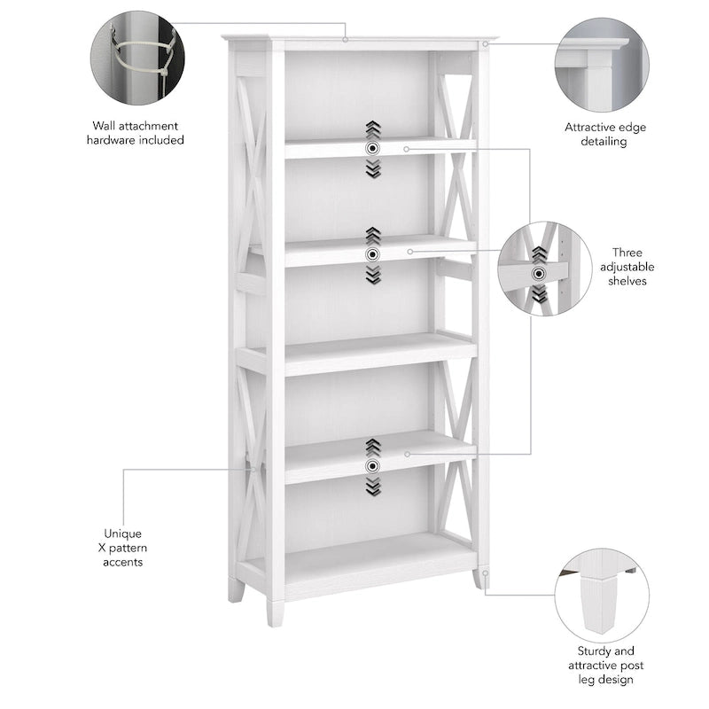 Set di 2 librerie a 5 ripiani – Stile rustico, diversi colori disponibili