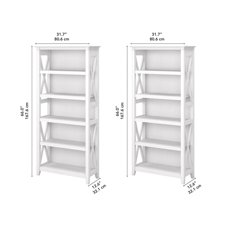 Set di 2 librerie a 5 ripiani – Stile rustico, diversi colori disponibili