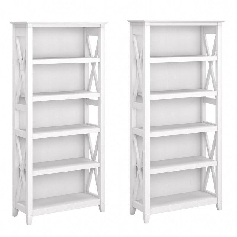 Set di 2 librerie a 5 ripiani – Stile rustico, diversi colori disponibili