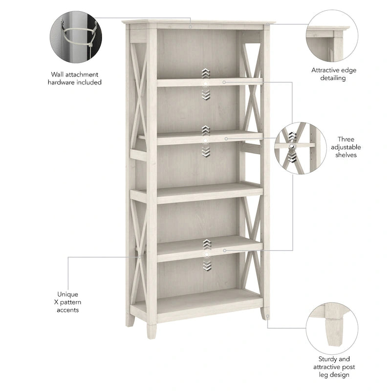 Set di 2 librerie a 5 ripiani – Stile rustico, diversi colori disponibili