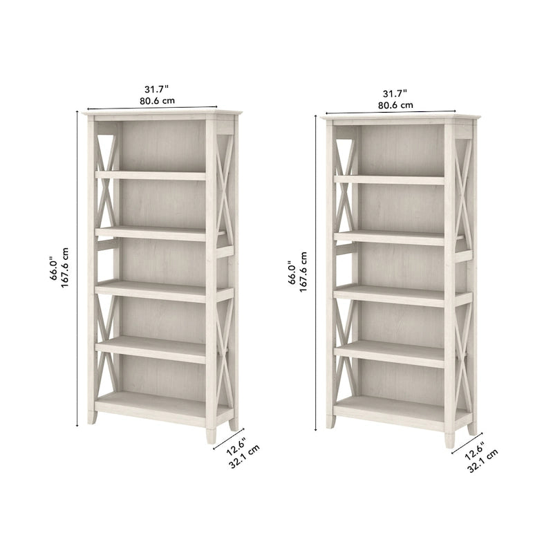 Set di 2 librerie a 5 ripiani – Stile rustico, diversi colori disponibili