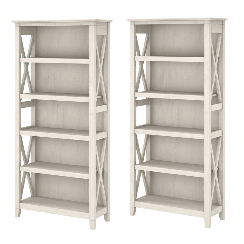Set di 2 librerie a 5 ripiani – Stile rustico, diversi colori disponibili