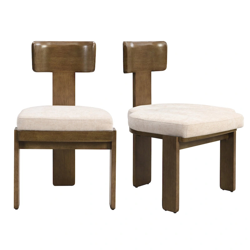 Sedie imbottite per sala da pranzo, telaio marrone scuro / marrone chiaro, set da 2
