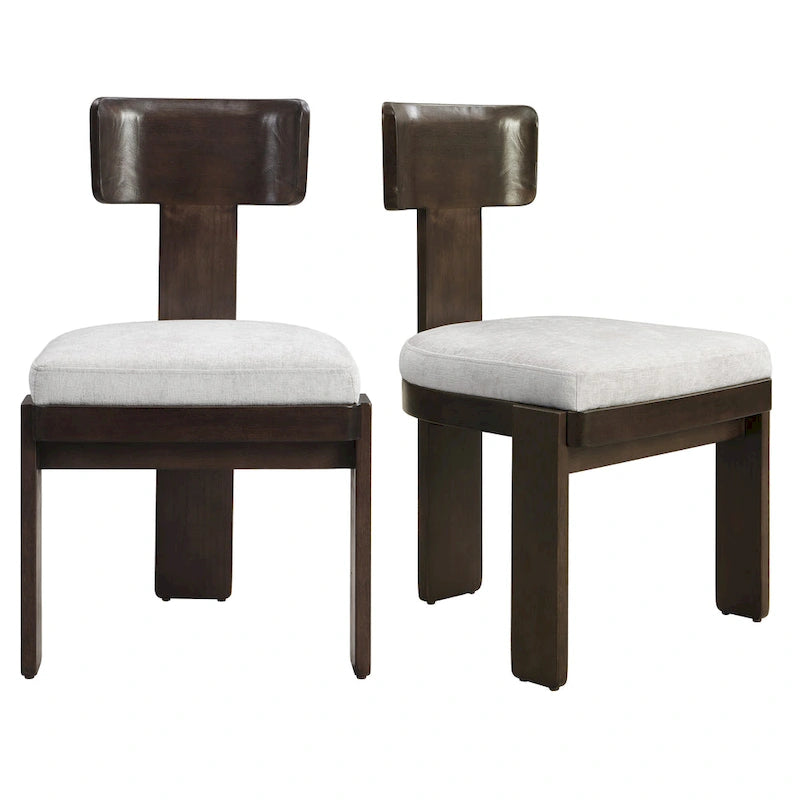 Sedie imbottite per sala da pranzo, telaio marrone scuro / marrone chiaro, set da 2
