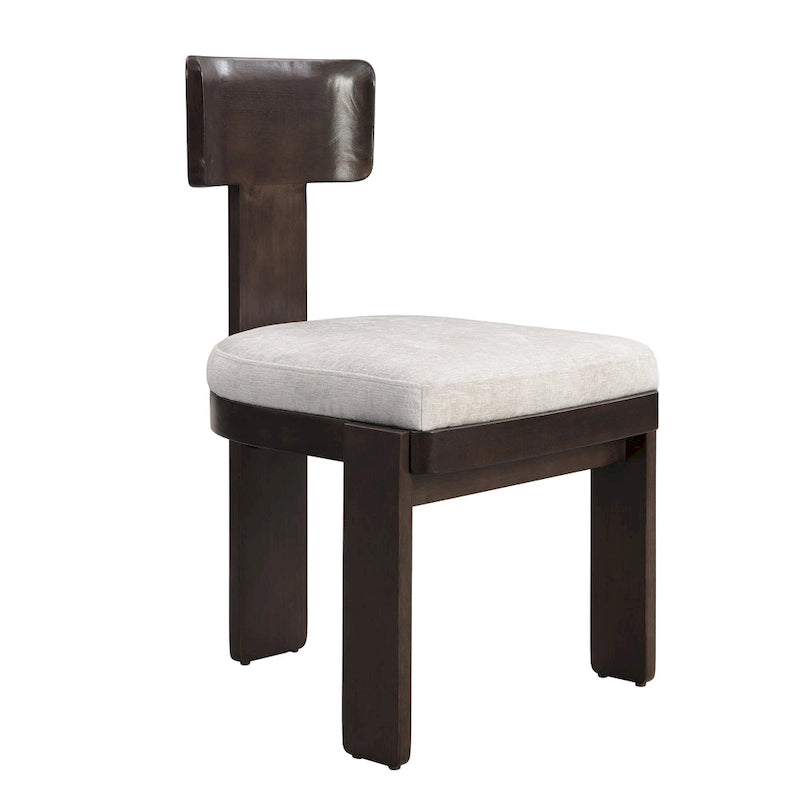 Sedie imbottite per sala da pranzo, telaio marrone scuro / marrone chiaro, set da 2