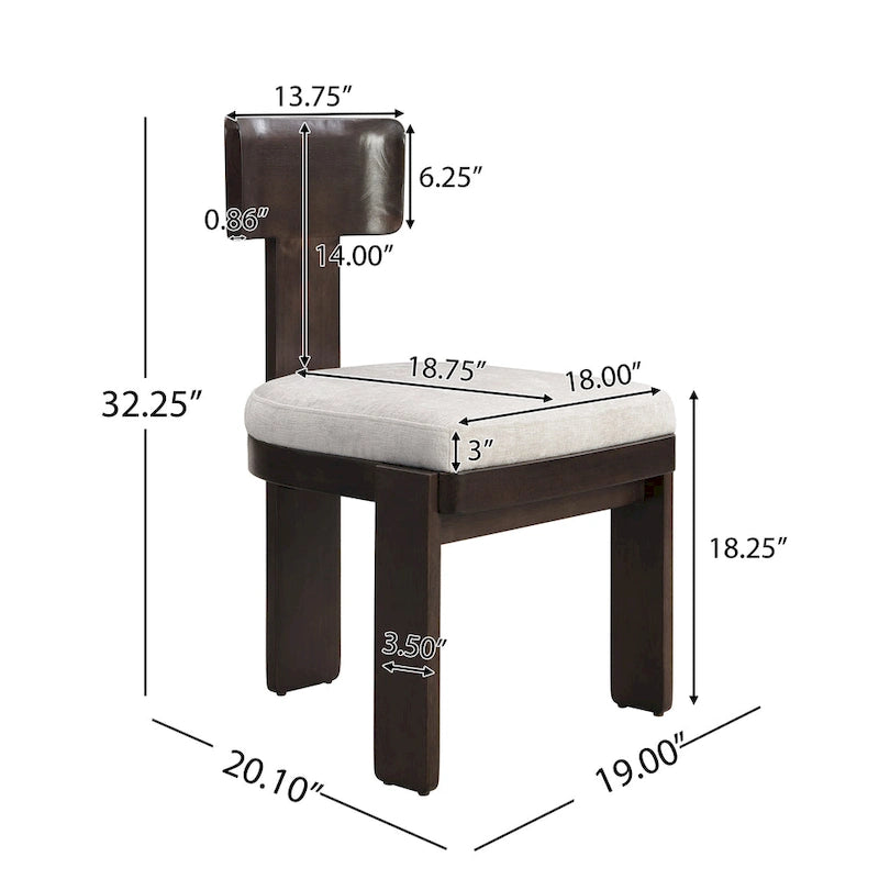 Sedie imbottite per sala da pranzo, telaio marrone scuro / marrone chiaro, set da 2