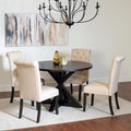 Beige / Blu / Grigio / Viola | Set da pranzo rotondo Cross-Buck | 5 pezzi | 4 posti