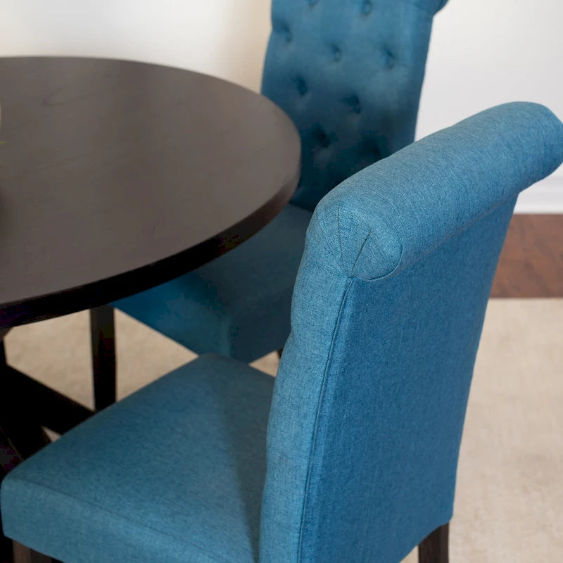 Beige / Blu / Grigio / Viola | Set da pranzo rotondo Cross-Buck | 5 pezzi | 4 posti