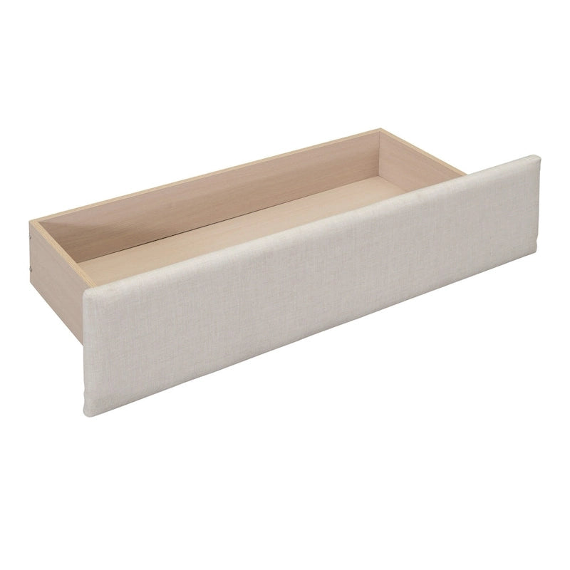 Letto a piattaforma singolo imbottito matrimoniale grigio/beige con 2 cassetti e testiera trapuntata