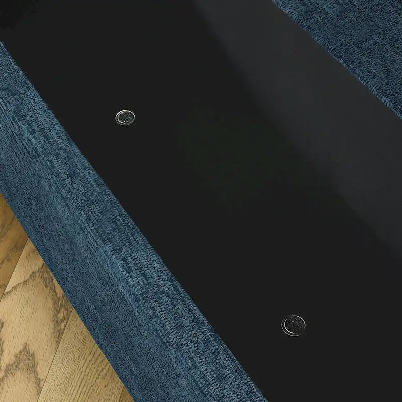 Panca Contenitore in Lino, Blu Scuro / Giallo / Beige, Stile Metà Secolo, 1 Posto