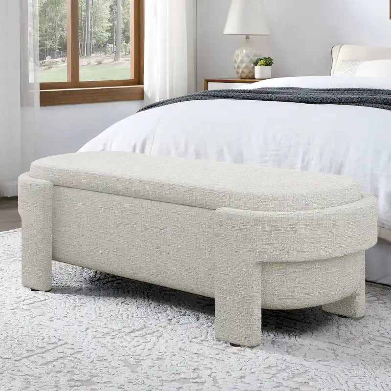 Panca Contenitore in Lino, Blu Scuro / Giallo / Beige, Stile Metà Secolo, 1 Posto