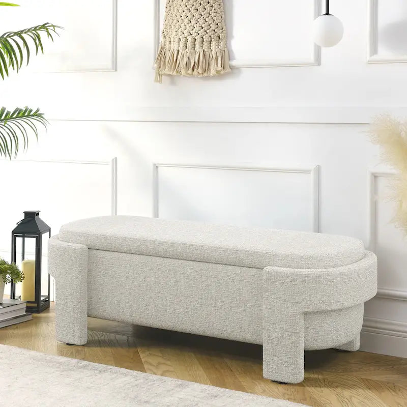 Panca Contenitore in Lino, Blu Scuro / Giallo / Beige, Stile Metà Secolo, 1 Posto