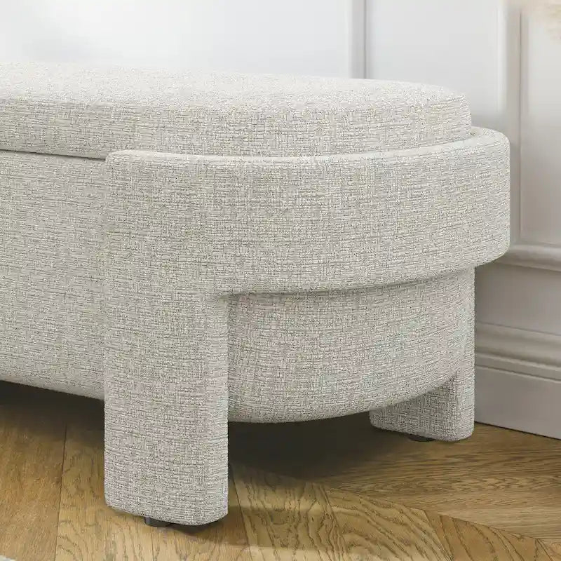 Panca Contenitore in Lino, Blu Scuro / Giallo / Beige, Stile Metà Secolo, 1 Posto