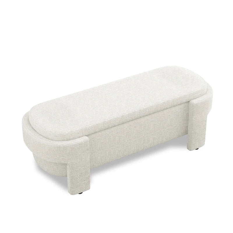 Panca Contenitore in Lino, Blu Scuro / Giallo / Beige, Stile Metà Secolo, 1 Posto