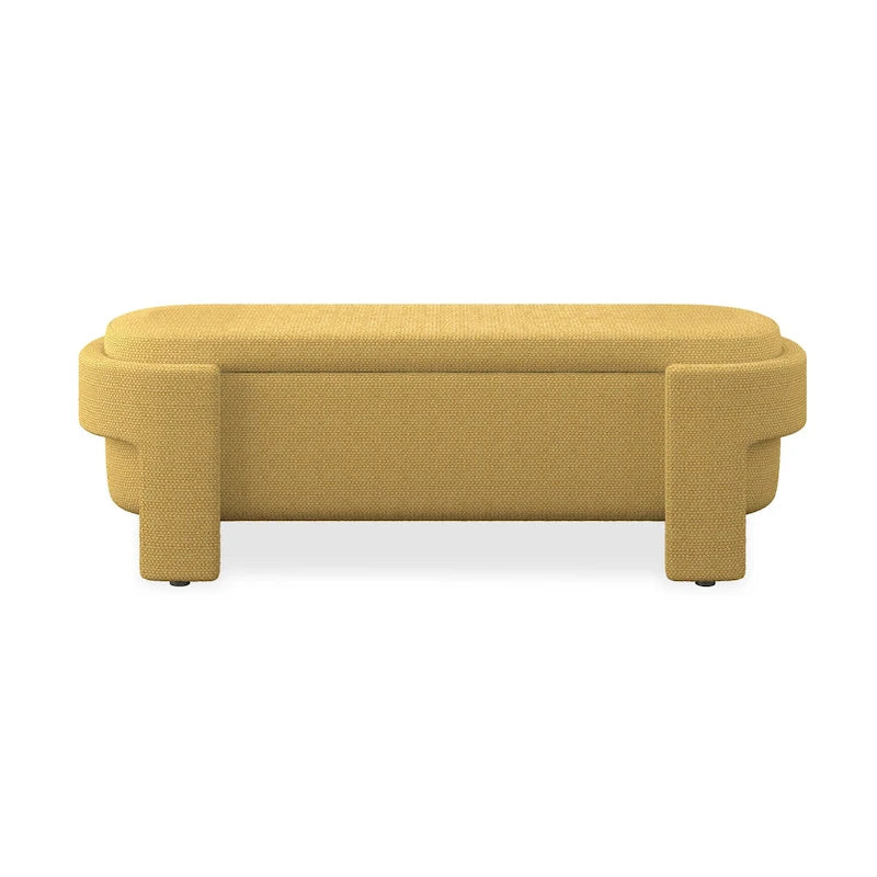 Panca Contenitore in Lino, Blu Scuro / Giallo / Beige, Stile Metà Secolo, 1 Posto