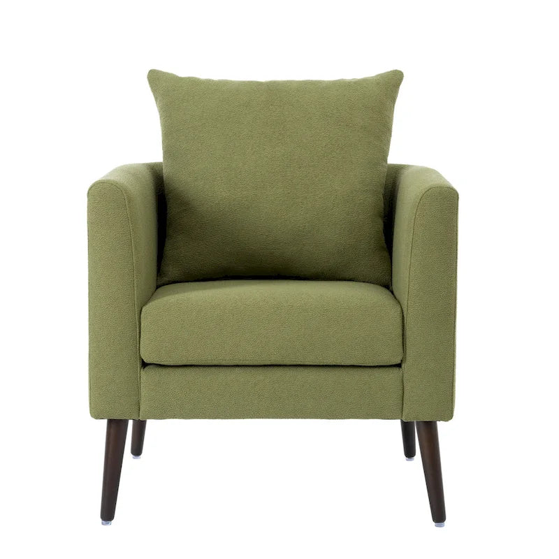 Poltrona a botte – Tessuto in pile, gambe in legno massello, 1-2 posti (Beige / Verde acqua / Verde / Bianco / Verde oliva)