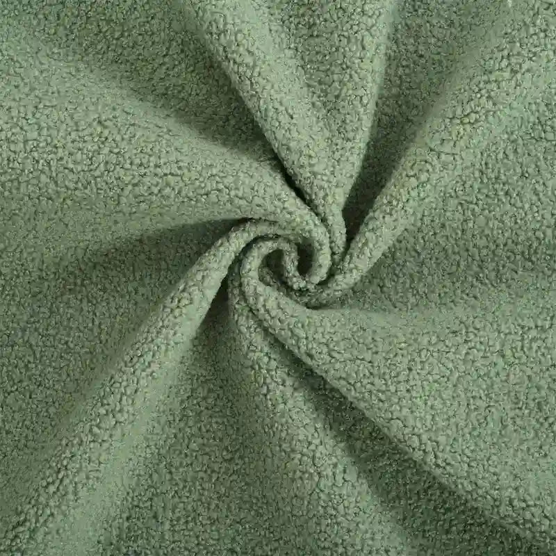 Poltrona a botte – Tessuto in pile, gambe in legno massello, 1-2 posti (Beige / Verde acqua / Verde / Bianco / Verde oliva)