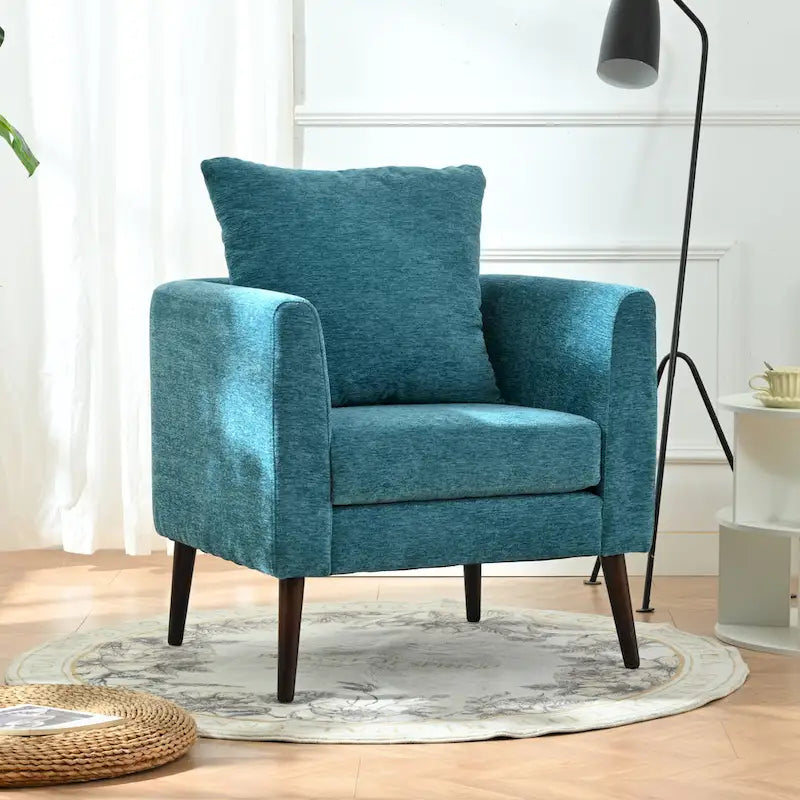 Poltrona a botte – Tessuto in pile, gambe in legno massello, 1-2 posti (Beige / Verde acqua / Verde / Bianco / Verde oliva)