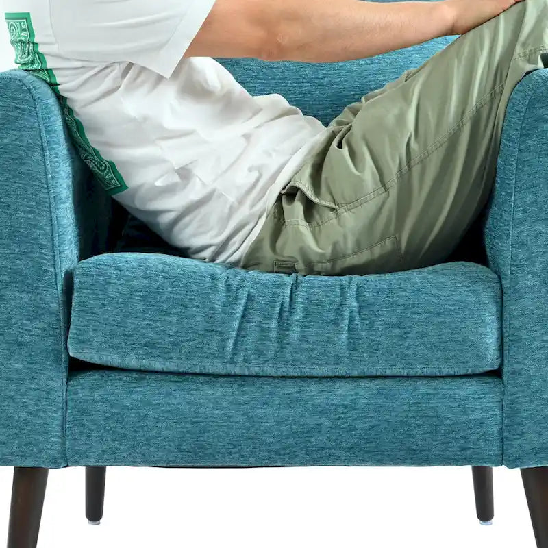 Poltrona a botte – Tessuto in pile, gambe in legno massello, 1-2 posti (Beige / Verde acqua / Verde / Bianco / Verde oliva)