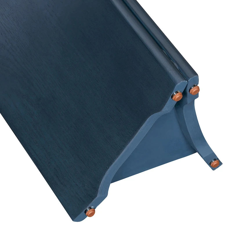 Consolle con piano in marmo ovale bianco/espresso/navy, divano con gambe curve e tavolo da ingresso
