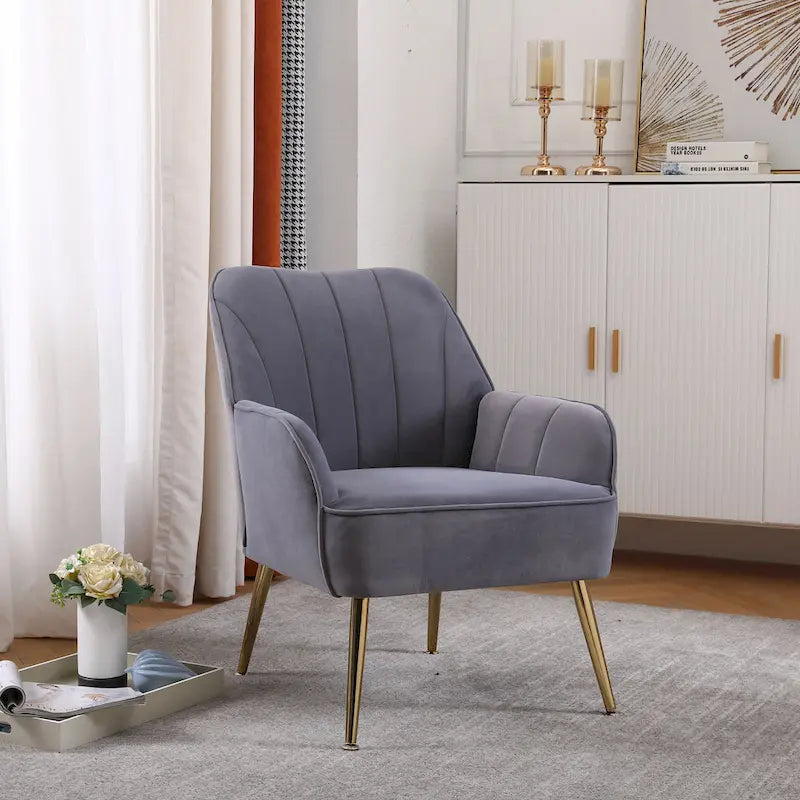 Sedia a dondolo trapuntata con gambe in legno, seduta singola – Disponibile in 6 colori