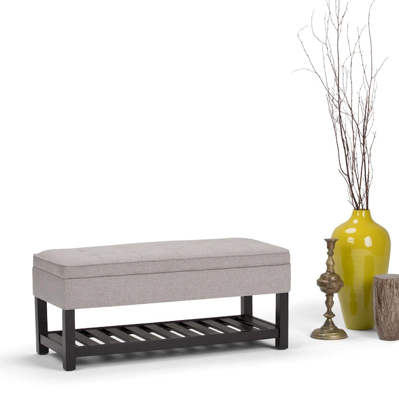 Panca pouf contenitore rettangolare trapuntata multicolore – 2 posti a sedere