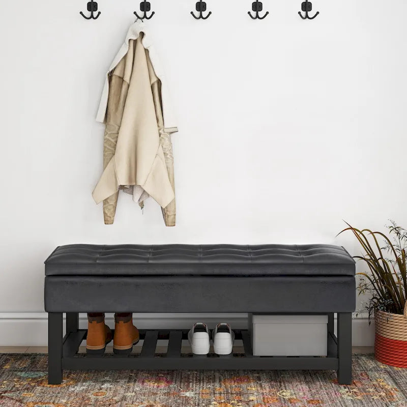 Panca pouf contenitore rettangolare trapuntata multicolore – 2 posti a sedere