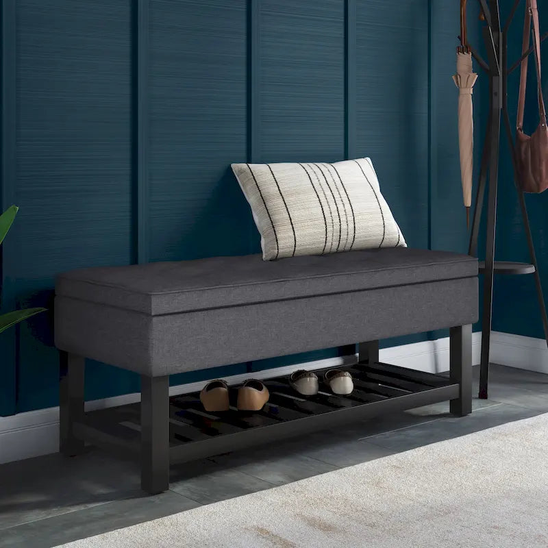 Panca pouf contenitore rettangolare trapuntata multicolore – 2 posti a sedere