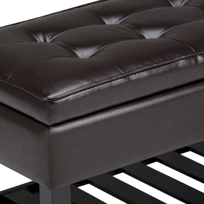 Panca pouf contenitore rettangolare trapuntata multicolore – 2 posti a sedere