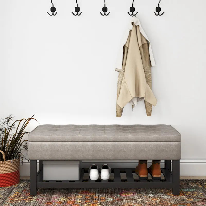 Panca pouf contenitore rettangolare trapuntata multicolore – 2 posti a sedere