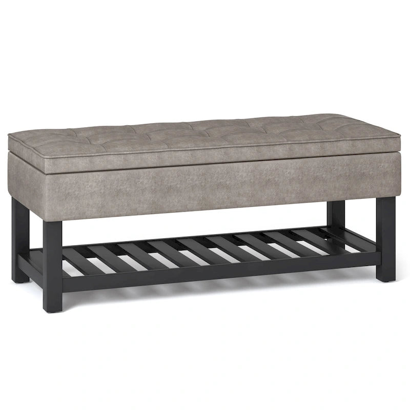Panca pouf contenitore rettangolare trapuntata multicolore – 2 posti a sedere