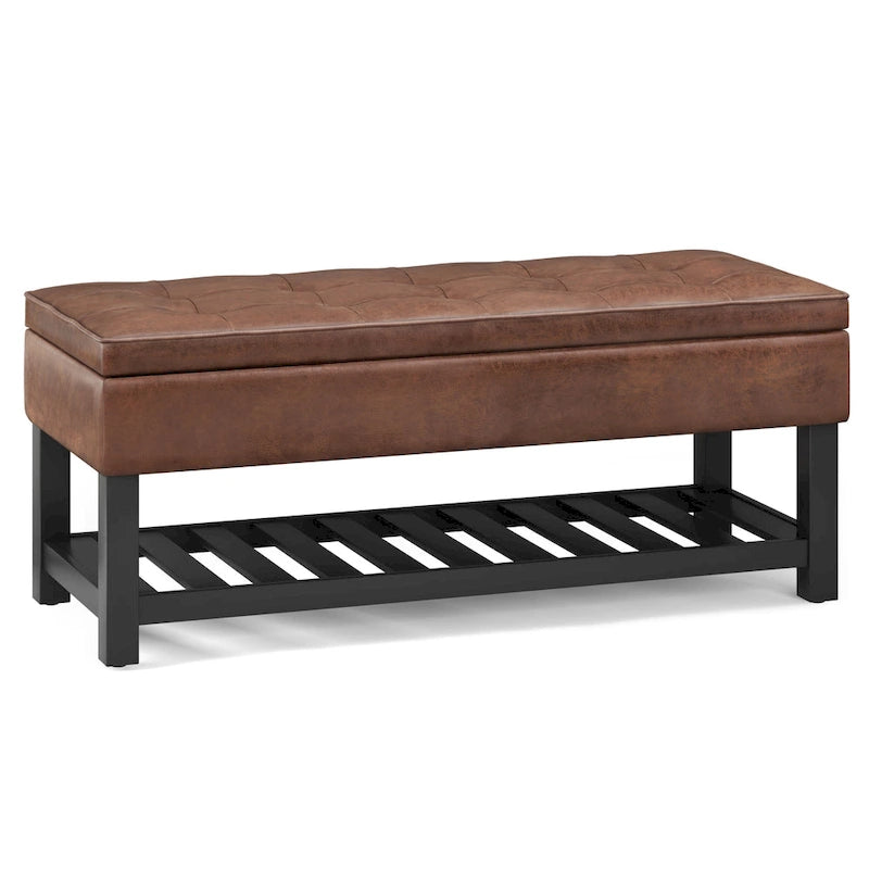 Panca pouf contenitore rettangolare trapuntata multicolore – 2 posti a sedere