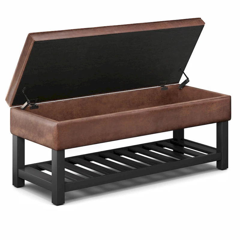 Panca pouf contenitore rettangolare trapuntata multicolore – 2 posti a sedere