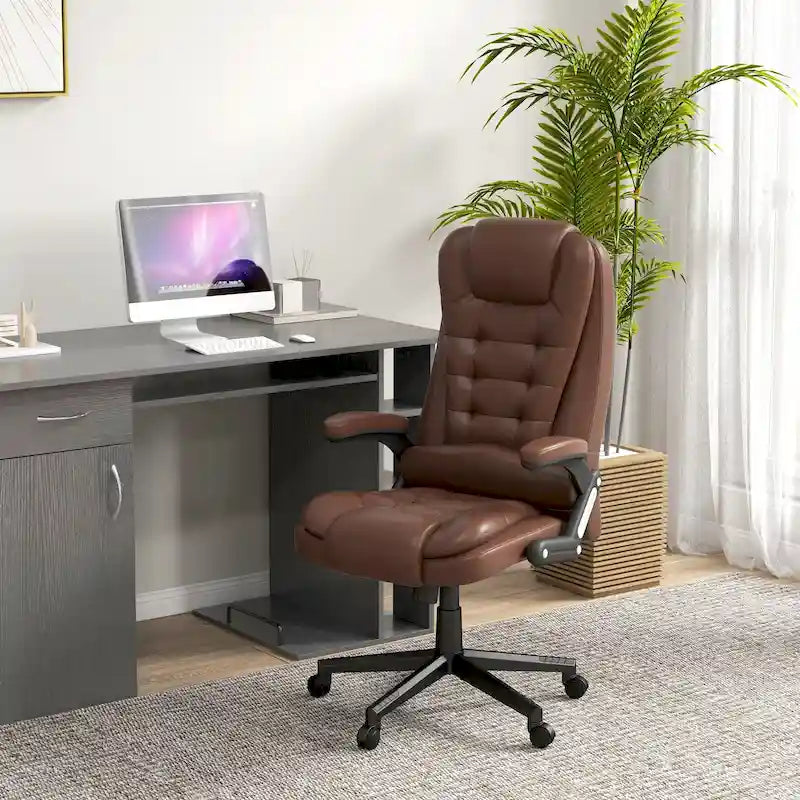 Sedia da ufficio massaggiante con schienale alto, con calore, 6 punti di vibrazione, reclinabile, Nera/Rossa/Marrone/Beige/Bianca/Blu, Singola