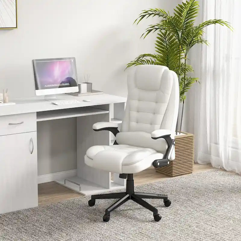 Sedia da ufficio massaggiante con schienale alto, con calore, 6 punti di vibrazione, reclinabile, Nera/Rossa/Marrone/Beige/Bianca/Blu, Singola