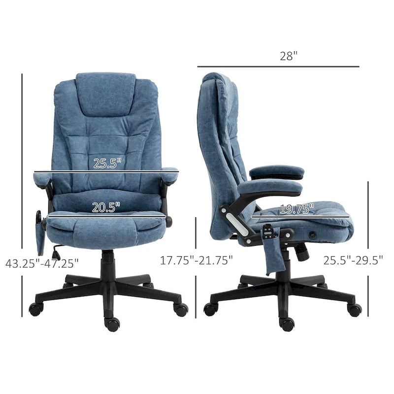 Sedia da ufficio massaggiante con schienale alto, con calore, 6 punti di vibrazione, reclinabile, Nera/Rossa/Marrone/Beige/Bianca/Blu, Singola