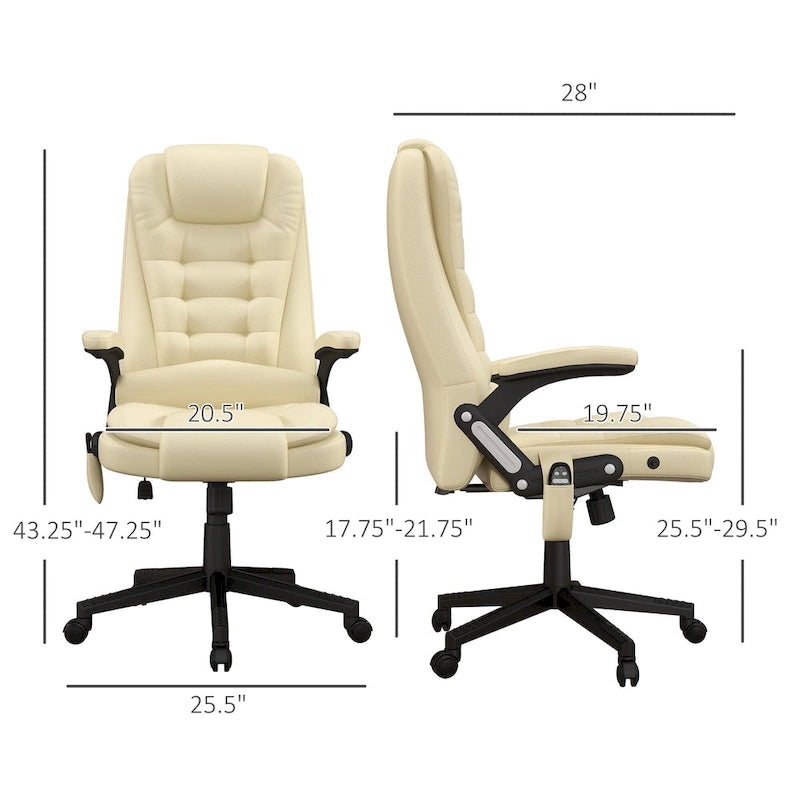 Sedia da ufficio massaggiante con schienale alto, con calore, 6 punti di vibrazione, reclinabile, Nera/Rossa/Marrone/Beige/Bianca/Blu, Singola
