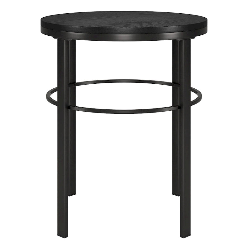 Tavolino rotondo – Bronzo brunito / Ottone, Piano a venatura nera, Per 1