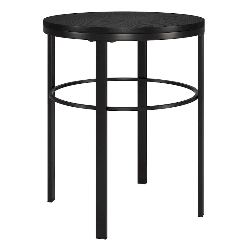 Tavolino rotondo – Bronzo brunito / Ottone, Piano a venatura nera, Per 1
