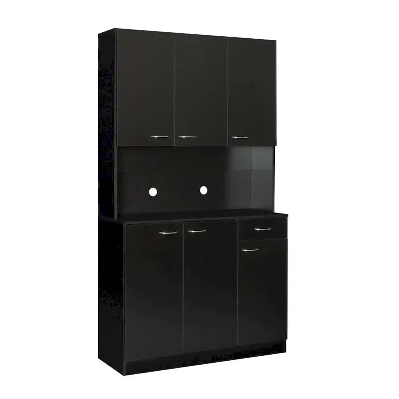 Armadio a 6 ante con cassetto e vano a giorno Marrone / Noce / Bianco / Nero / Naturale