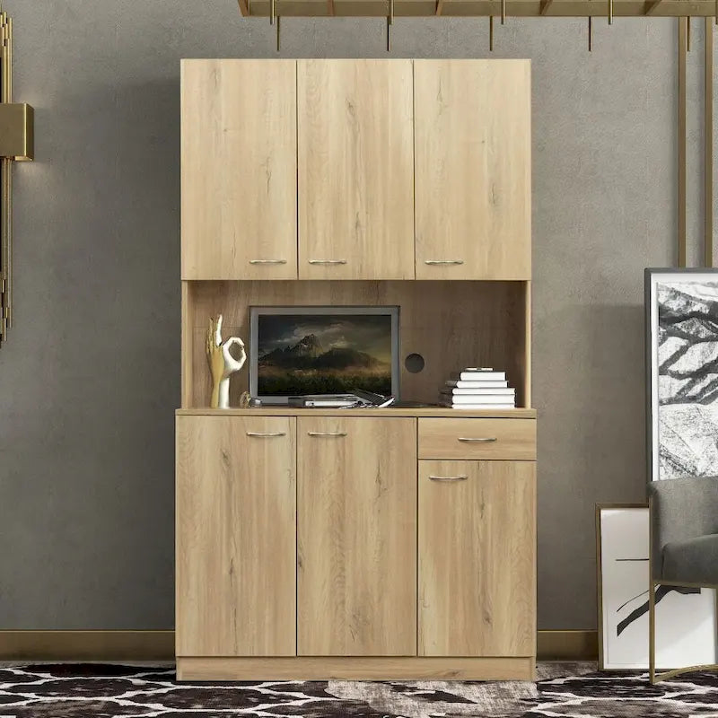 Armadio a 6 ante con cassetto e vano a giorno Marrone / Noce / Bianco / Nero / Naturale