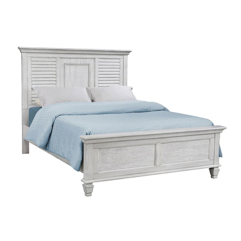 Set camera da letto 4 pezzi con pannelli a persiana bianco antico per 1-2 persone (matrimoniale/king size)
