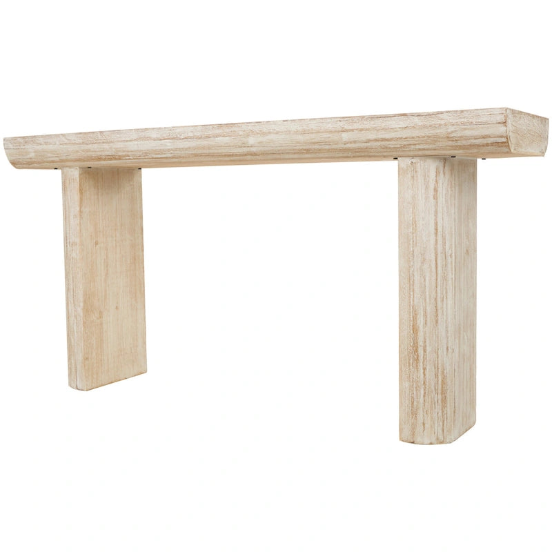 Consolle in Legno Beige con Gambe a Blocco | 160 cm L x 40 cm P x 80,5 cm H | 1 Persona