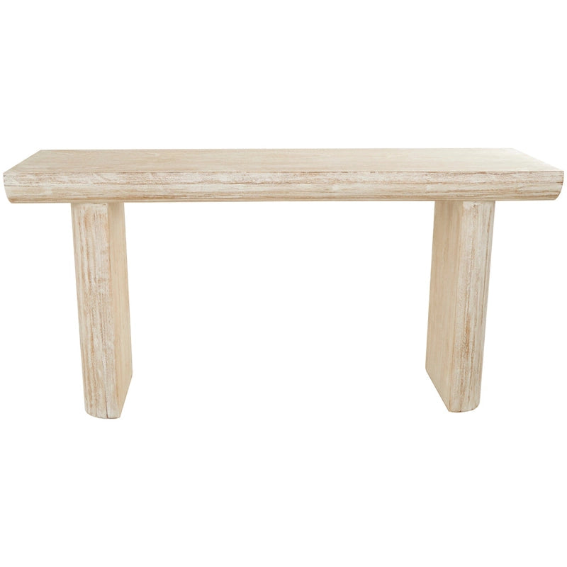 Consolle in Legno Beige con Gambe a Blocco | 160 cm L x 40 cm P x 80,5 cm H | 1 Persona