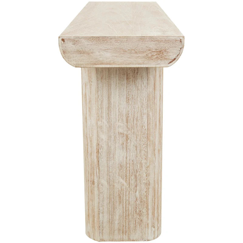 Consolle in Legno Beige con Gambe a Blocco | 160 cm L x 40 cm P x 80,5 cm H | 1 Persona